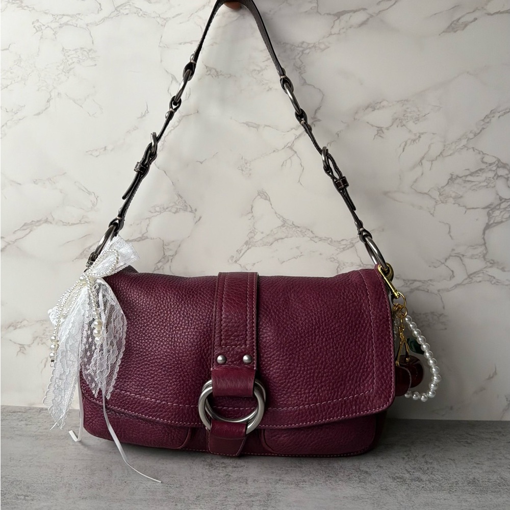 Burgundy Red Coach Signature Shoulder Bag